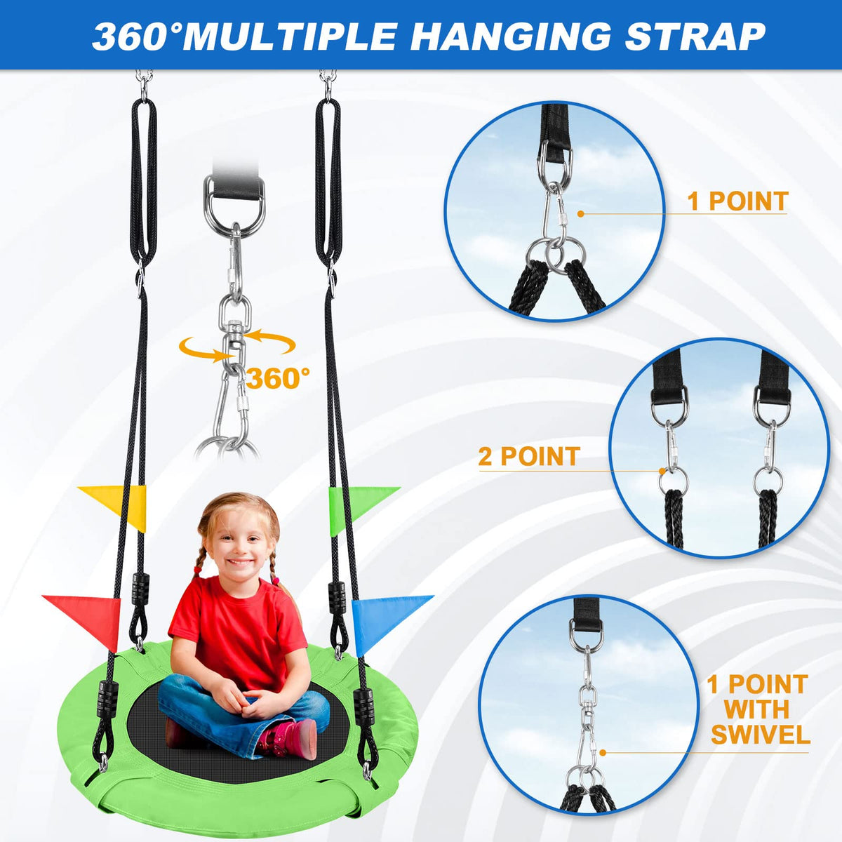 Odoland 660lb capacity backyard swing for family use