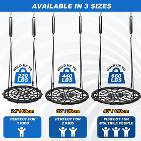 Odoland Outdoor Saucer Net Swings enable family fun outdoors.