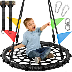 Odoland Spider Web Platform Swing for safe backyard play.
