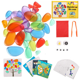 Odoorgames translucent pebbles in rainbow colors for light table color exploration and sorting