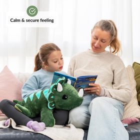 ODOXIA weighted dinosaur side view presents a cozy companion for focus and relaxation routines.