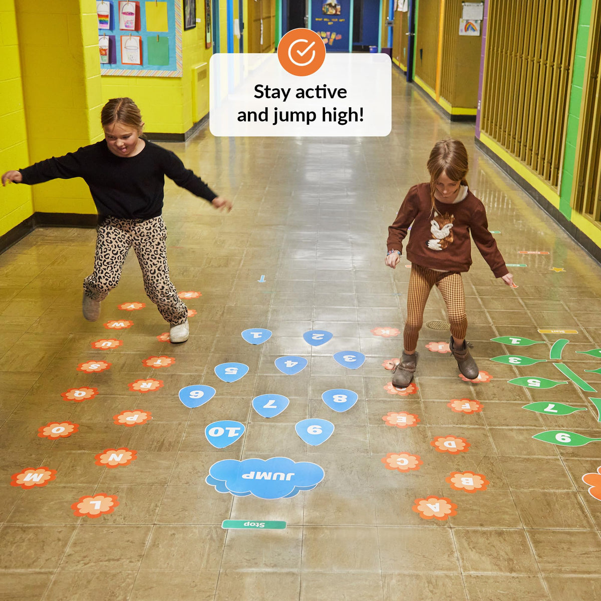 ODOXIA floor sensory stickers for problem-solving and balance practice.