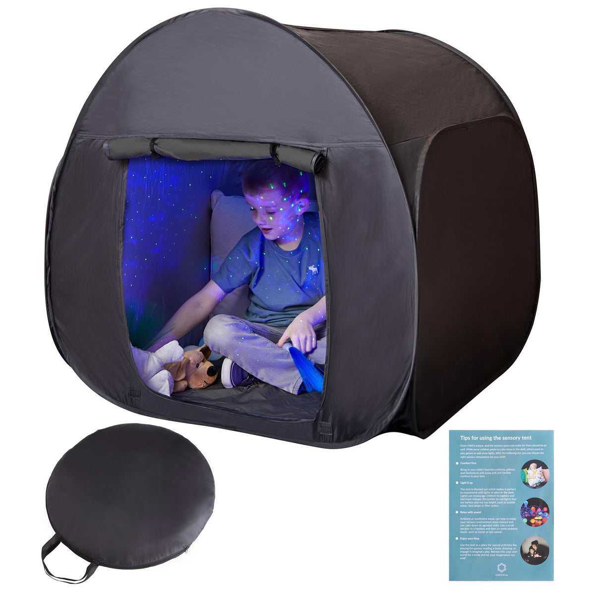 ODOXIA Sensory Play Tent front view showing calm, compact hideout for focused play