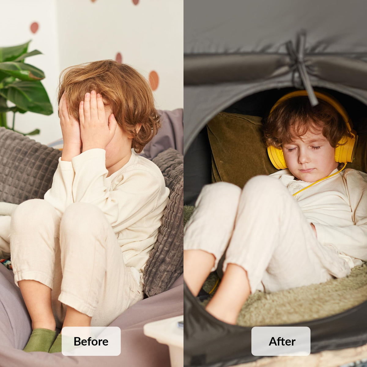 ODOXIA sensory tent decoratable space welcomes cushions and toys for comfort