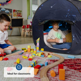 ODOXIA Sensory Tent Small dark interior creates a soothing space for focus.