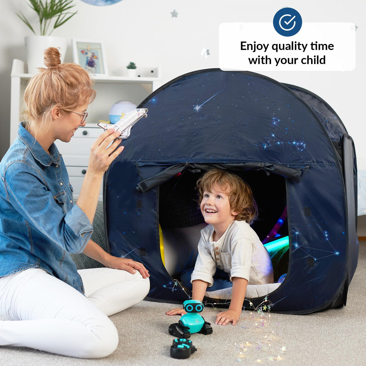 ODOXIA Sensory Tent Small with toys and lights supports imaginative, comforting play.