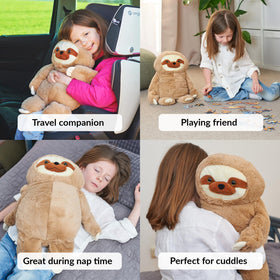 ODOXIA sloth weighted plush close-up shows soft fabric and snug seams.