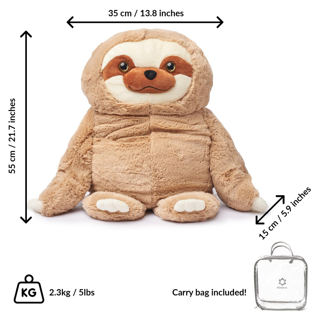 ODOXIA weighted sloth plush by the bed supports nap routines.
