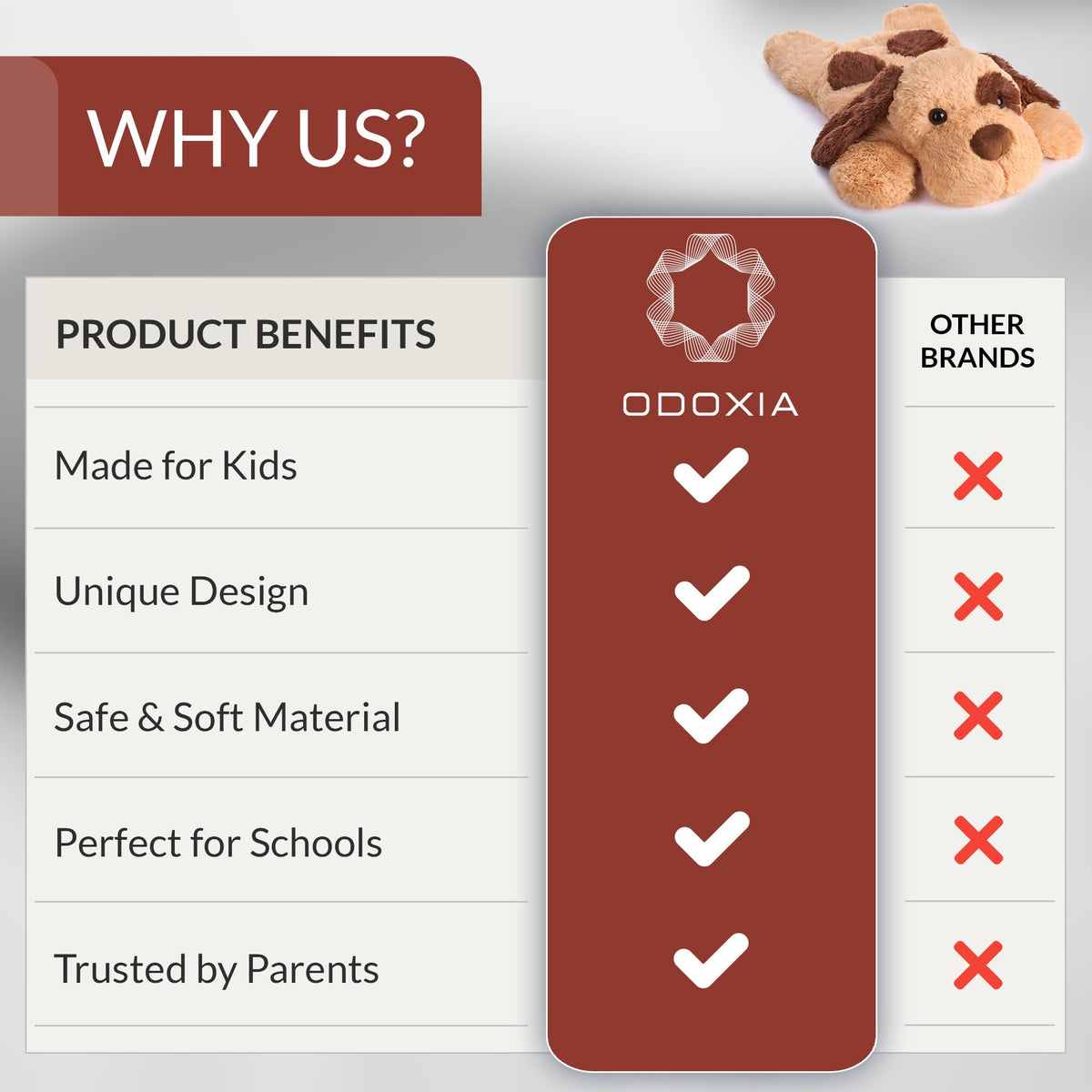 ODOXIA soft plush fabric with removable inner filling for easy cleaning