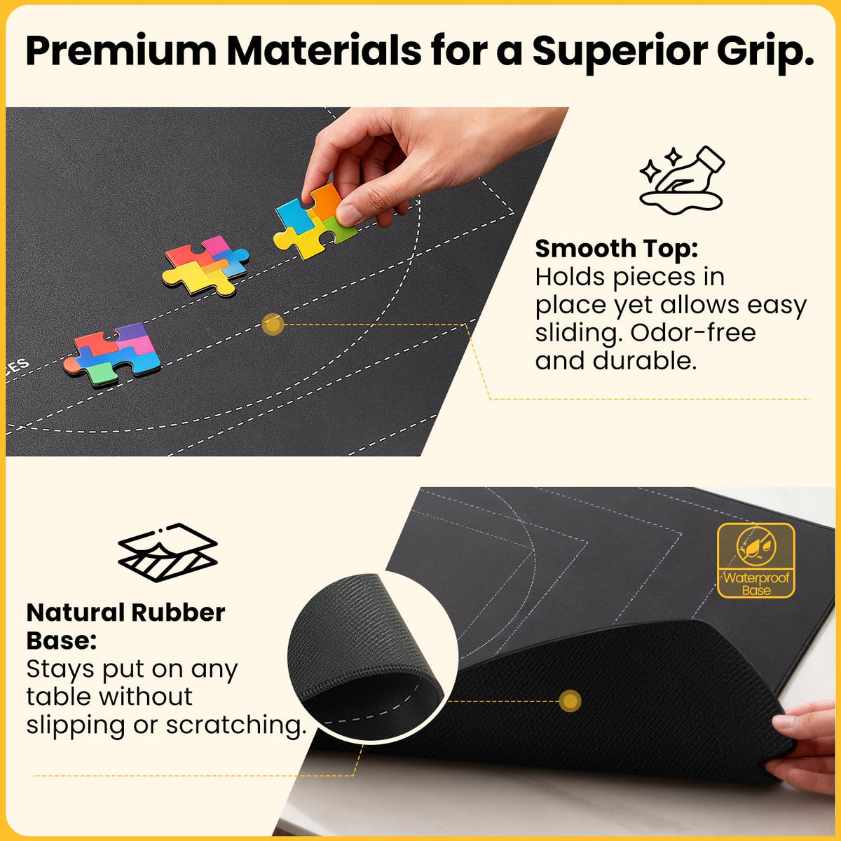 Odyssolve hook-and-loop straps simplify securing the roll for quick cleanup.