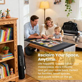 Odyssolve 46x26 inch mat fits large puzzles up to 1500 pieces for versatility.