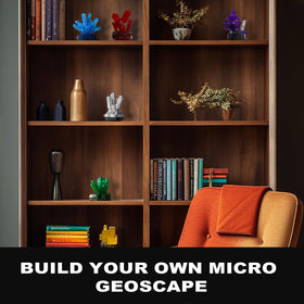 Oeasic Crystal Building Kit Azurite model in deep blue for calming workspaces.