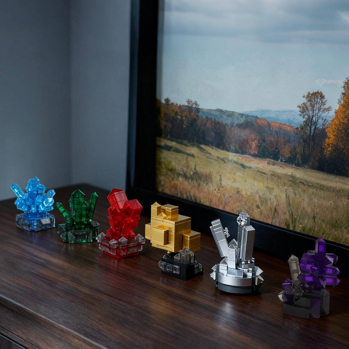 Oeasic Crystal Building Kit Beryl model with translucent hues for elegant decor.