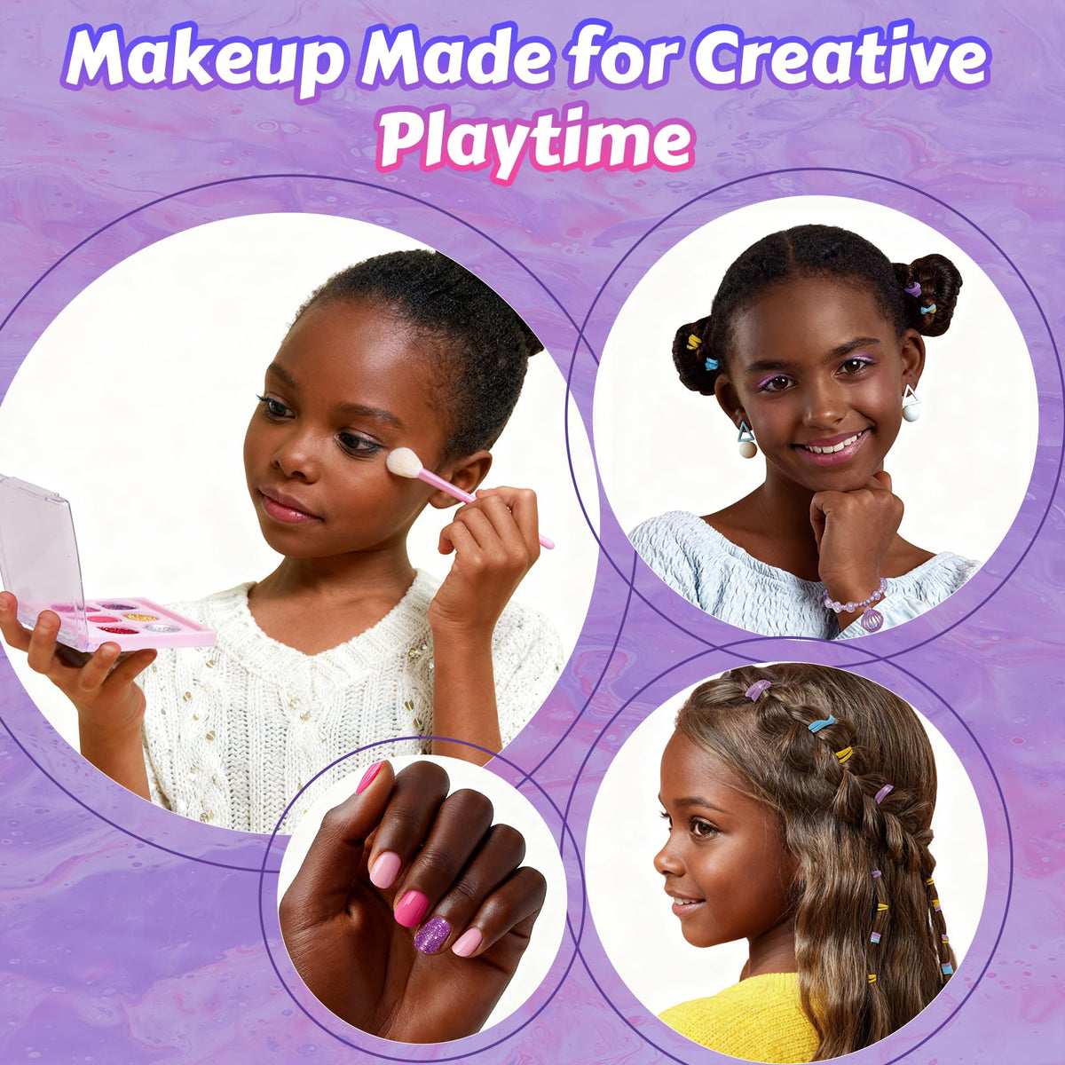 Oeasic doll head performing hair styling and nail art play