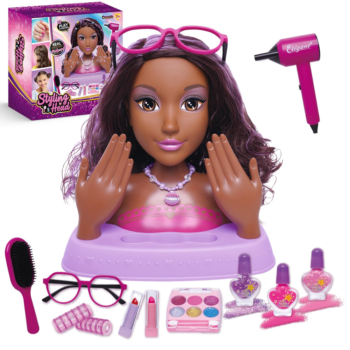 Oeasic hair styling doll head ready for imaginative salon sessions at home