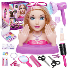 Oeasic hair styling doll head with brushed hair for easy styling practice