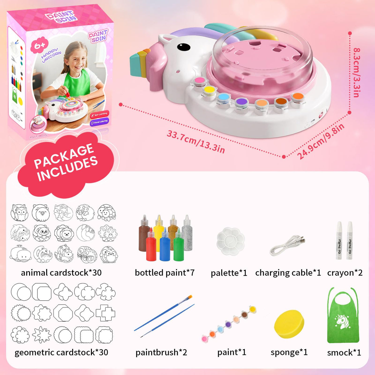 Oeasic Unicorn Spin Art arrives gift-ready for birthdays and holidays.