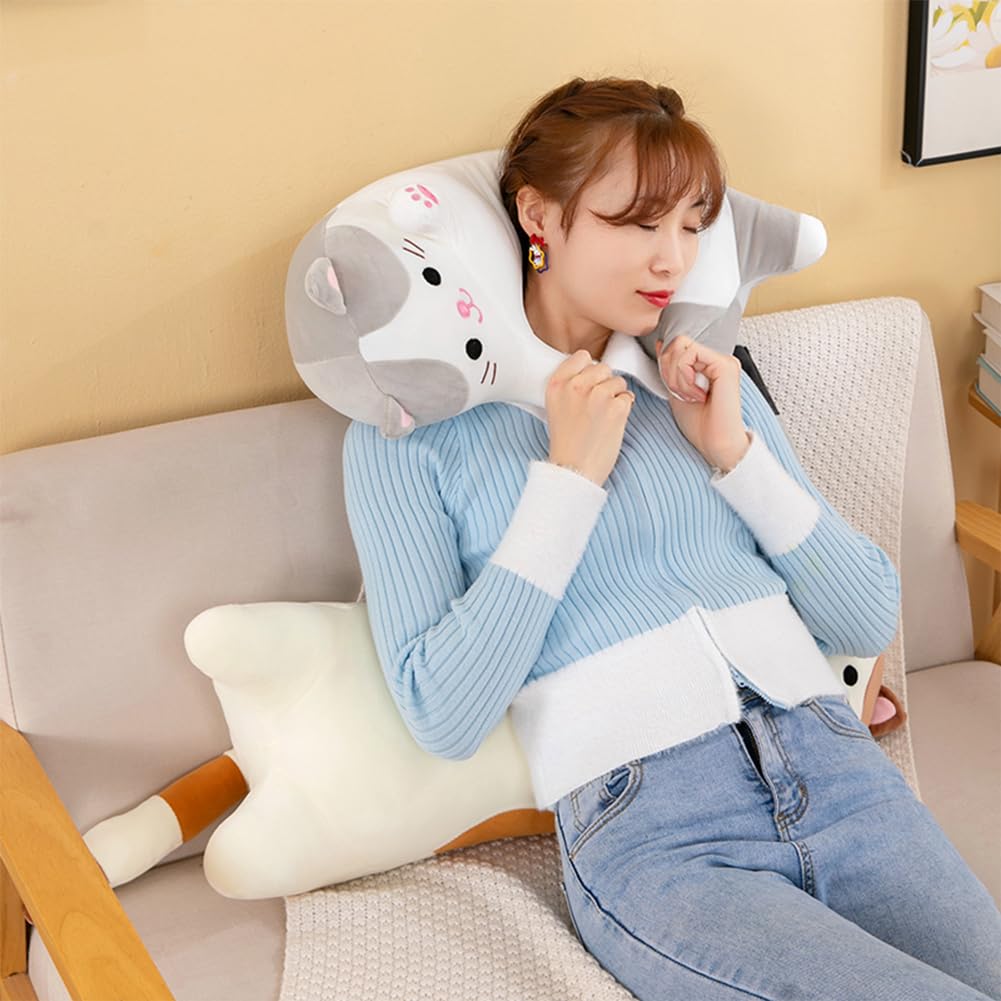 Oeonuas cat plush 27-inch length provides full-body snuggling.