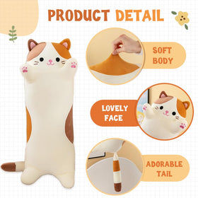 Oeonuas cat plush huggable texture invites warmth.