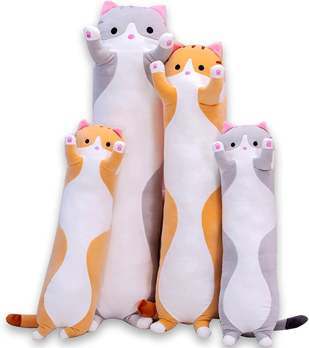 Oeonuas orange cat plush 35-inch long body pillow for cozy hugs