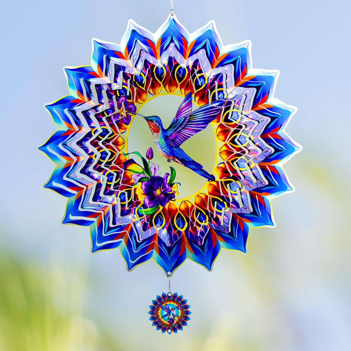 OFEWPAGA hummingbird wind spinner 3D design dazzles in the breeze for garden color.