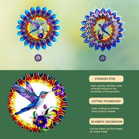 OFEWPAGA hummingbird wind spinner 360-degree rotation creates kinetic glow.
