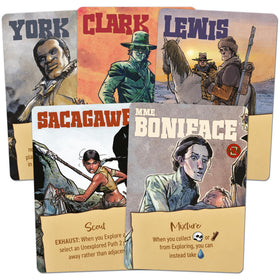Character cards from Corps of Discovery capture unique player roles.