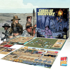 Corps of Discovery tokens and cards by Off The Page Games for strategic play.