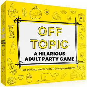 OFF TOPIC party game box ready for social evenings and quick creativity.