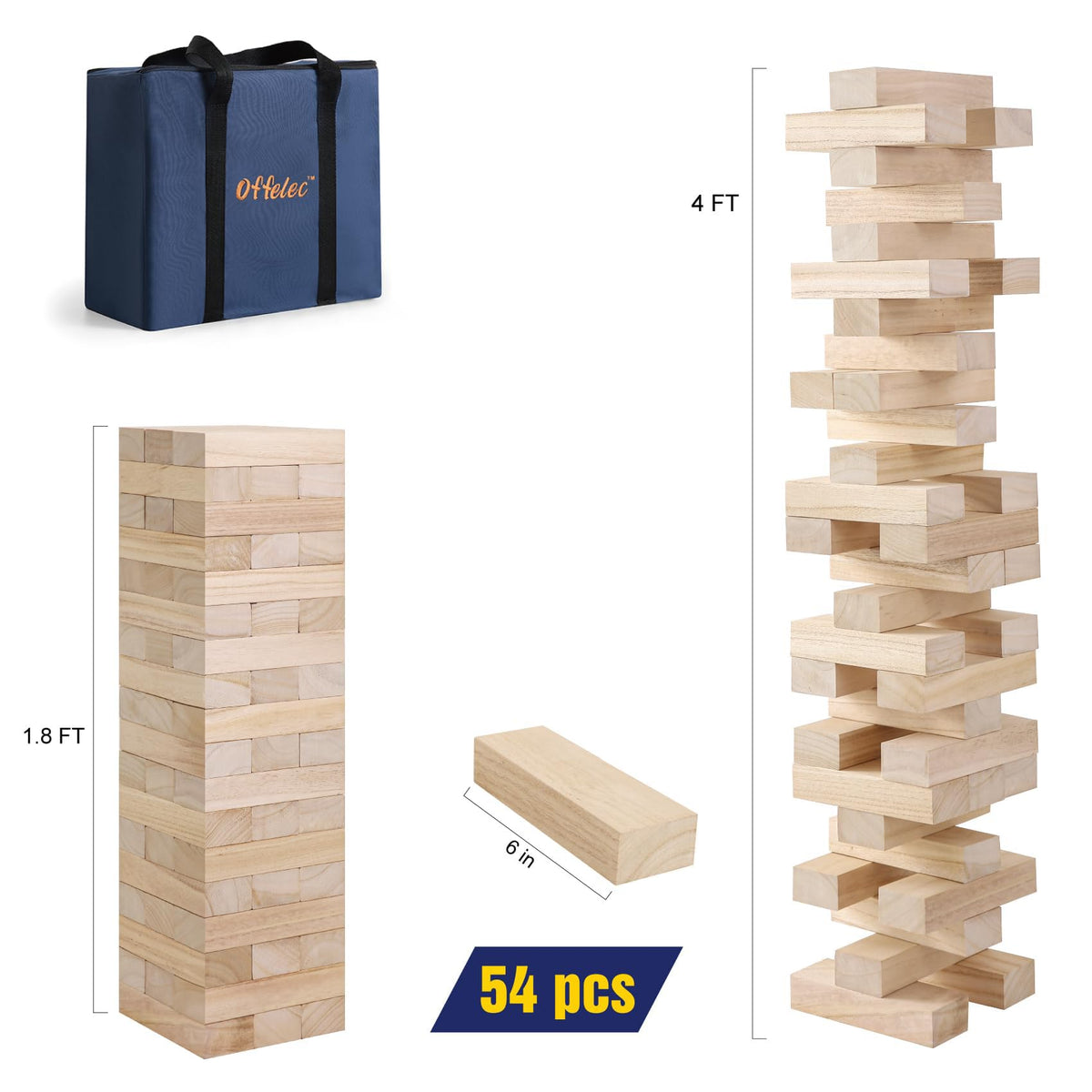 Offelec Giant Tumbling Tower blocks close-up showing smooth edges for safe play.
