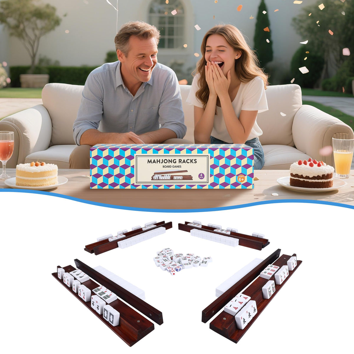 Offelec gift-ready mahjong rack set for board game lovers