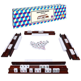 Offelec mahjong racks with wooden tiles and stable magnetic pushers for smooth play