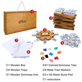 Offelec Mexican Train Dominoes with eight holders enabling smooth play for everyone