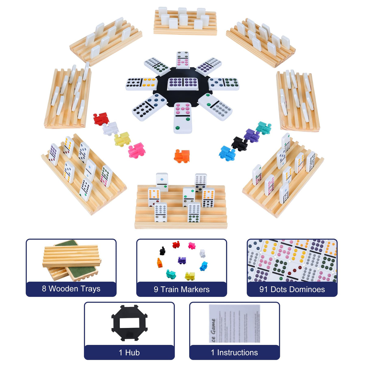 Offelec Mexican Train hub center organizing gameplay and anchoring the train