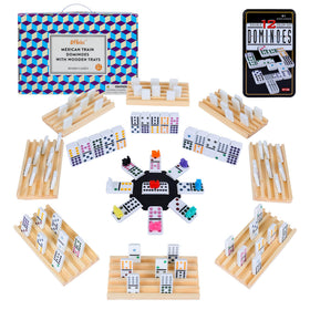 Offelec Mexican Train dominoes tiles 91 laid out for quick setup and easy readability