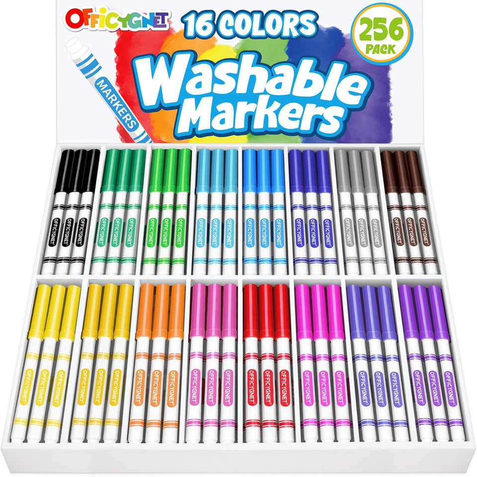 Officygnet 256-count markers bulk pack displayed for classroom projects