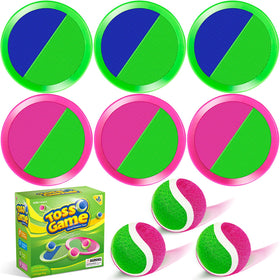 Officygnet six multicolor paddles shown for outdoor throw-and-catch play.