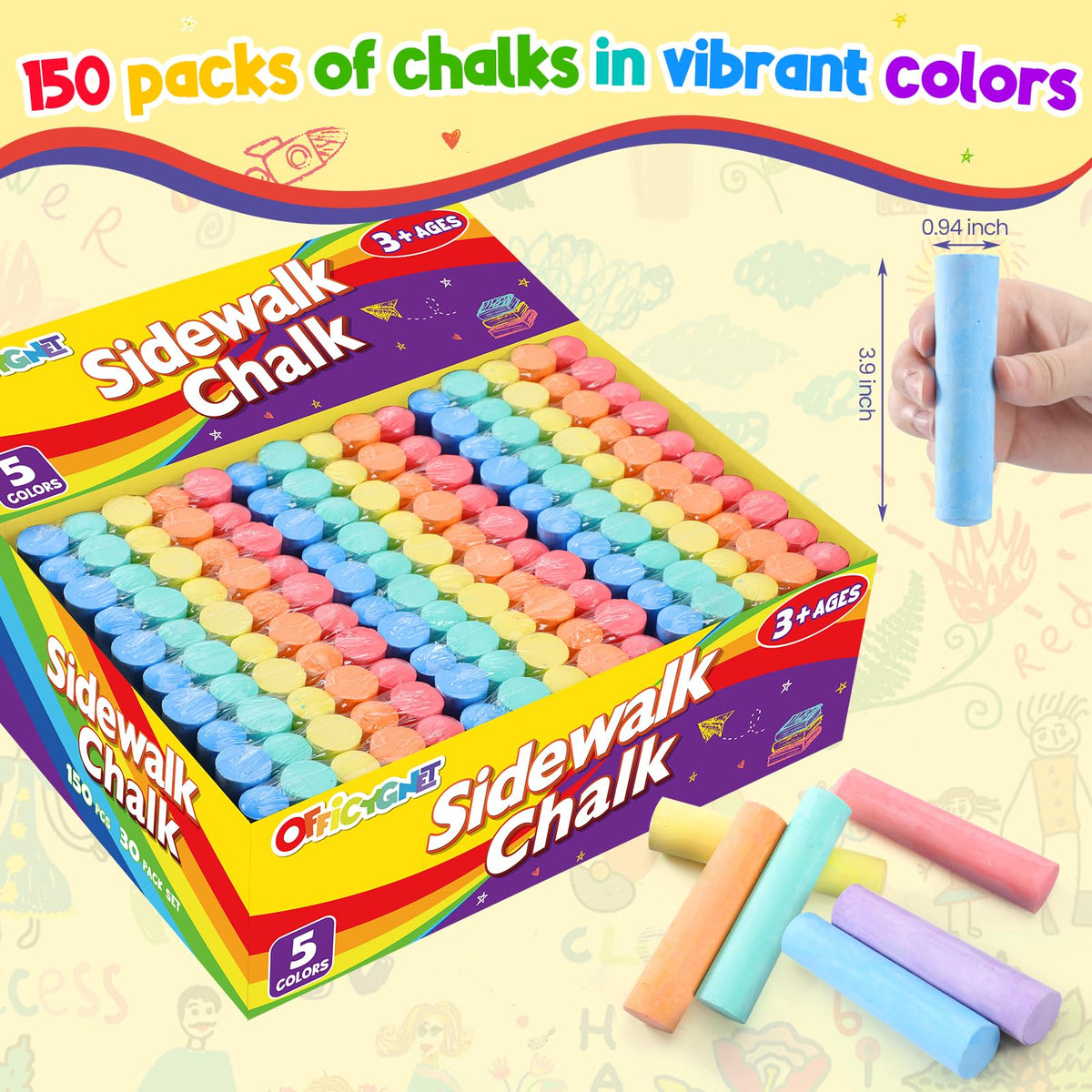 Officygnet dustless bright chalk colors for less mess