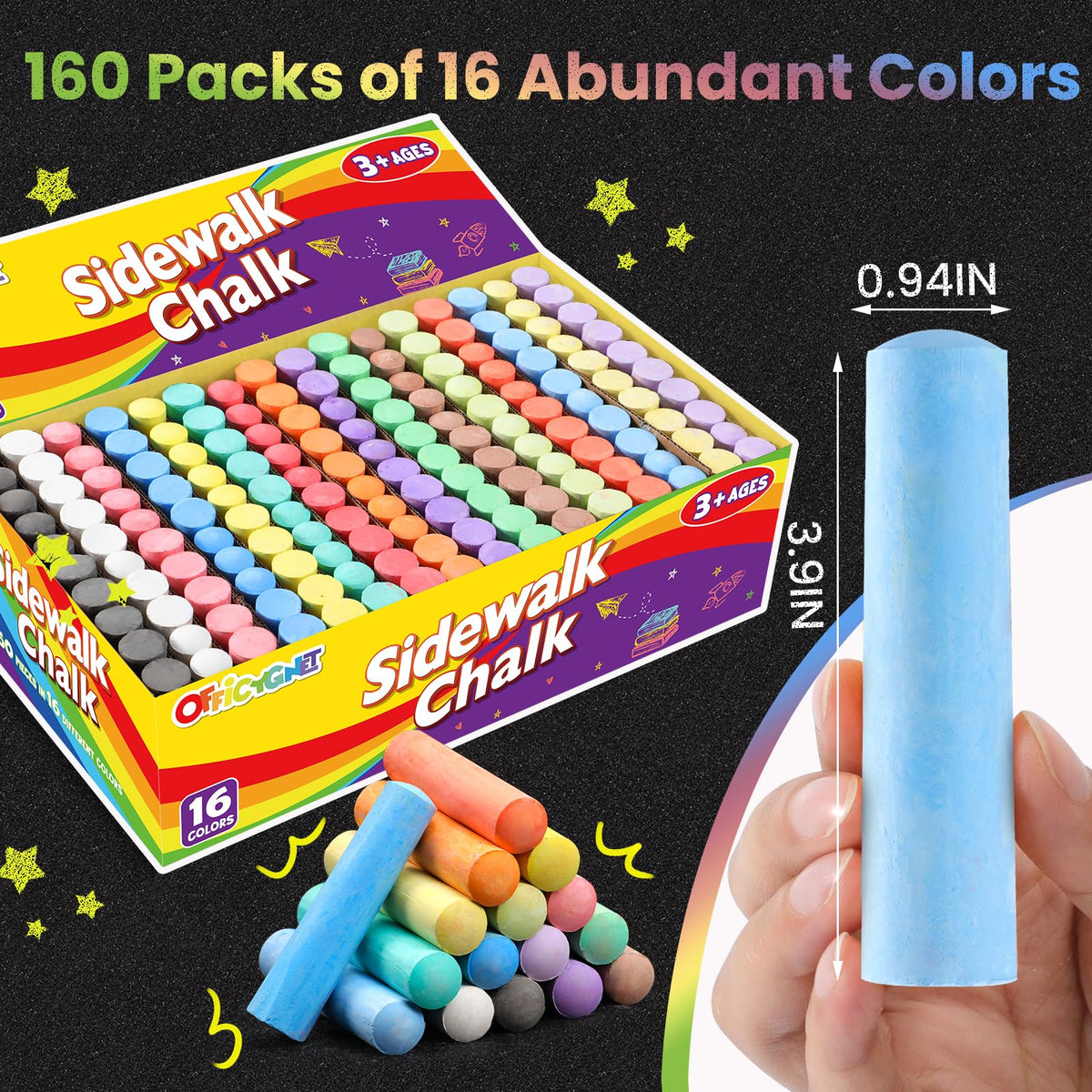 Officygnet dustless jumbo sticks offering vivid color with minimal chalk dust