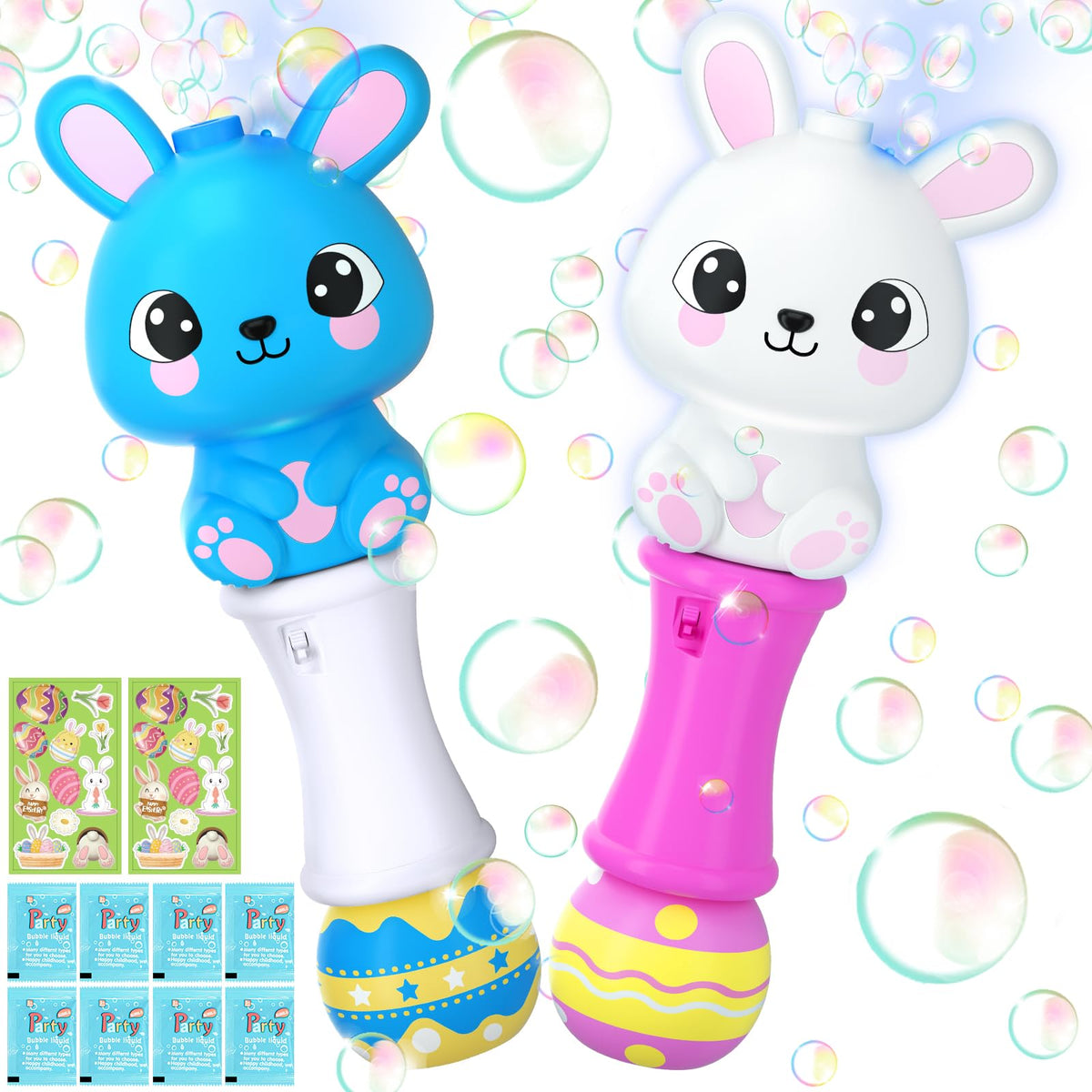 Officygnet Easter Bunny Bubble Wand glowing light for magical outdoor playtime.
