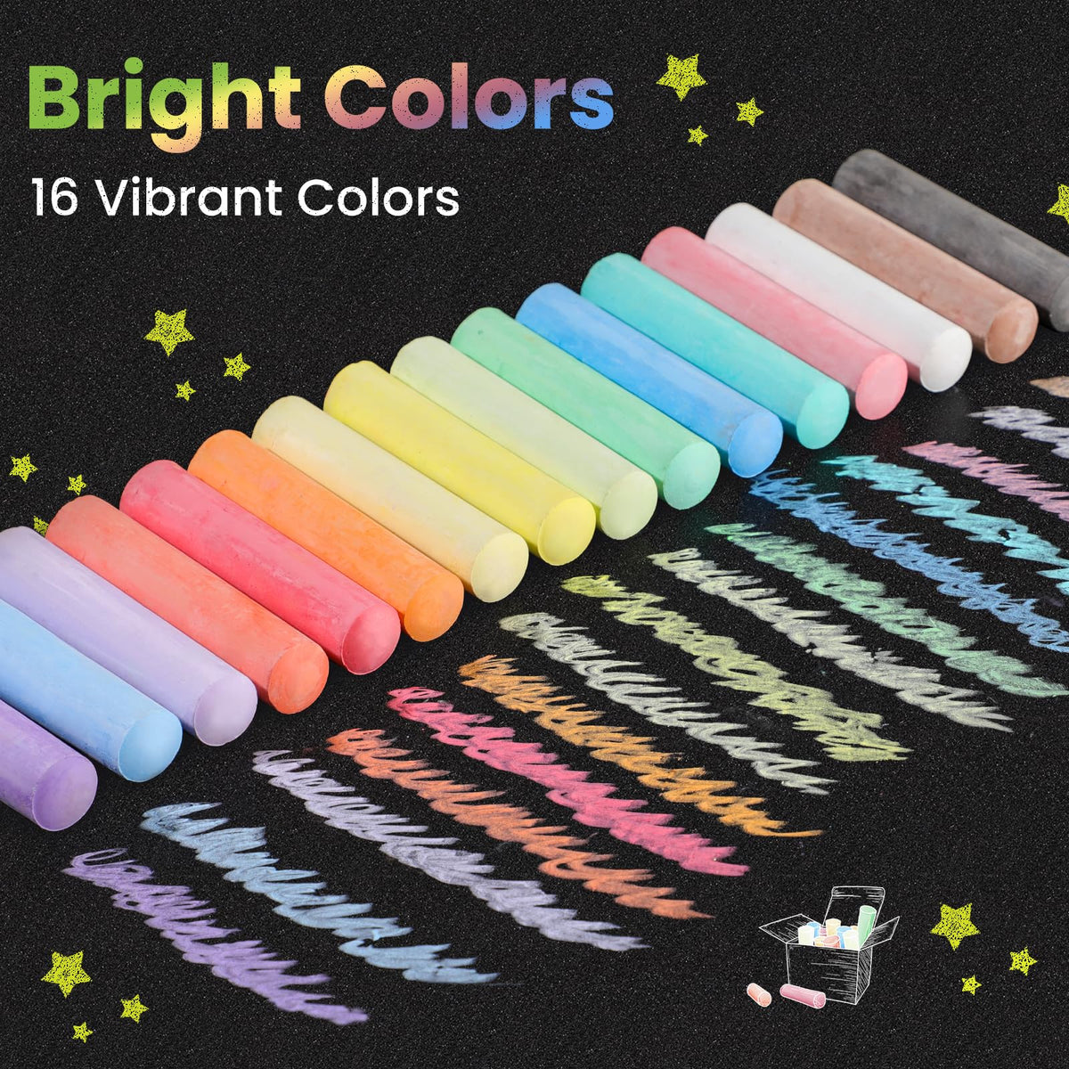 Officygnet giant box of chalk highlighting non-toxic formula for safe family drawing
