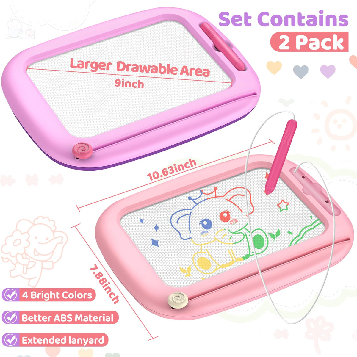 Officygnet magnetic drawing board with spacious 9in area supports color exploration.