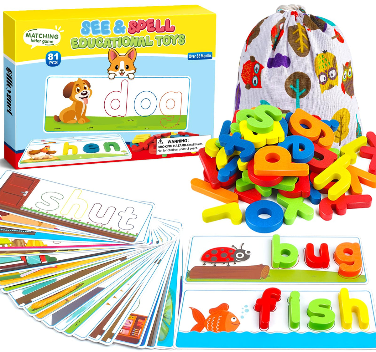 Officygnet See & Spell CVC builders with alphabet cards for early reading practice.