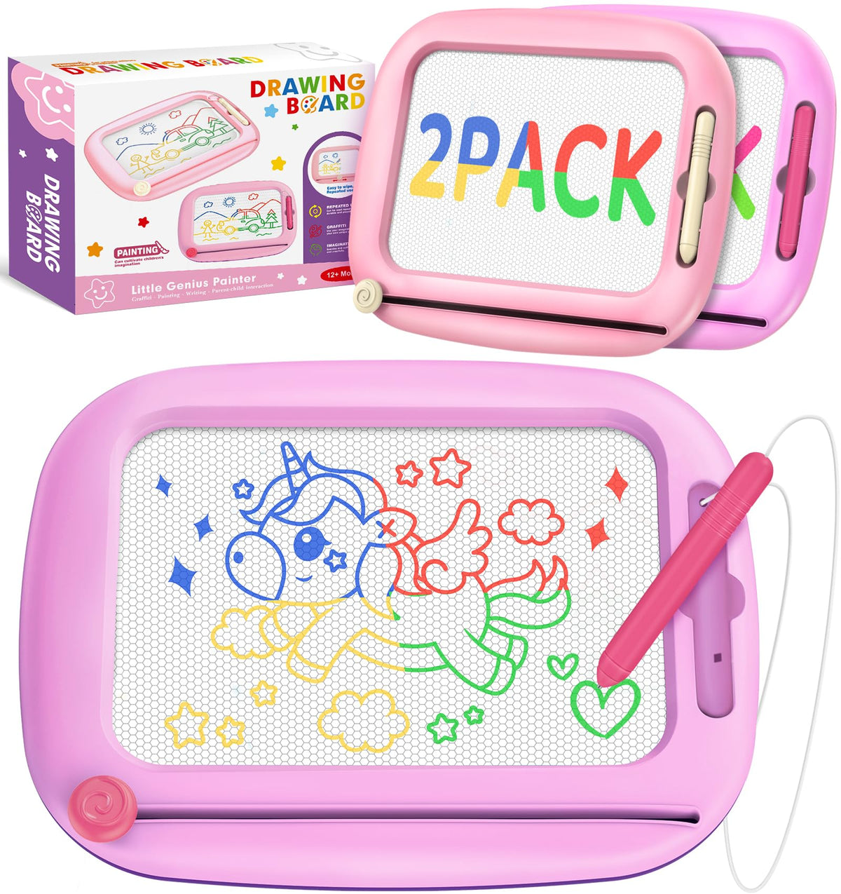 Officygnet 2-pack toddler drawing boards with a large 9-inch area for creative play.