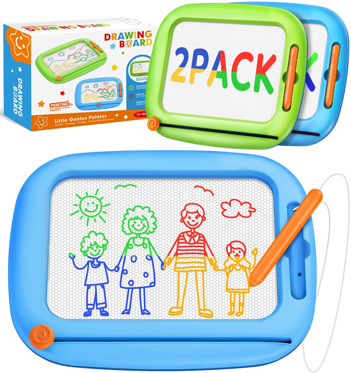 Officygnet two-pack magnetic drawing boards for shared play and learning.