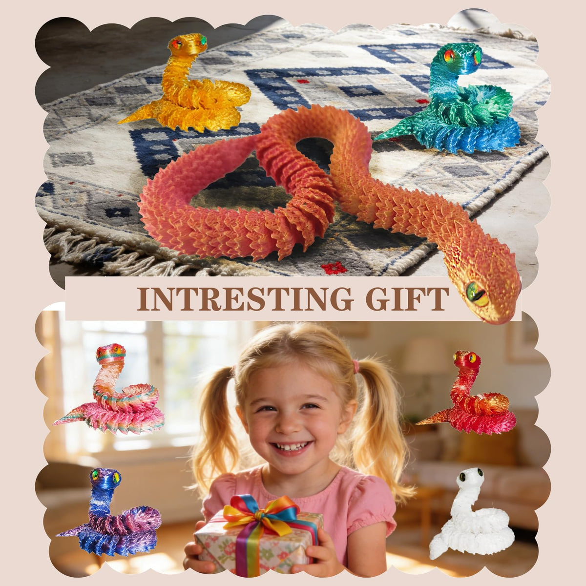 OGCHFZC decorative snake pieces ideal for kids rooms and shelves.