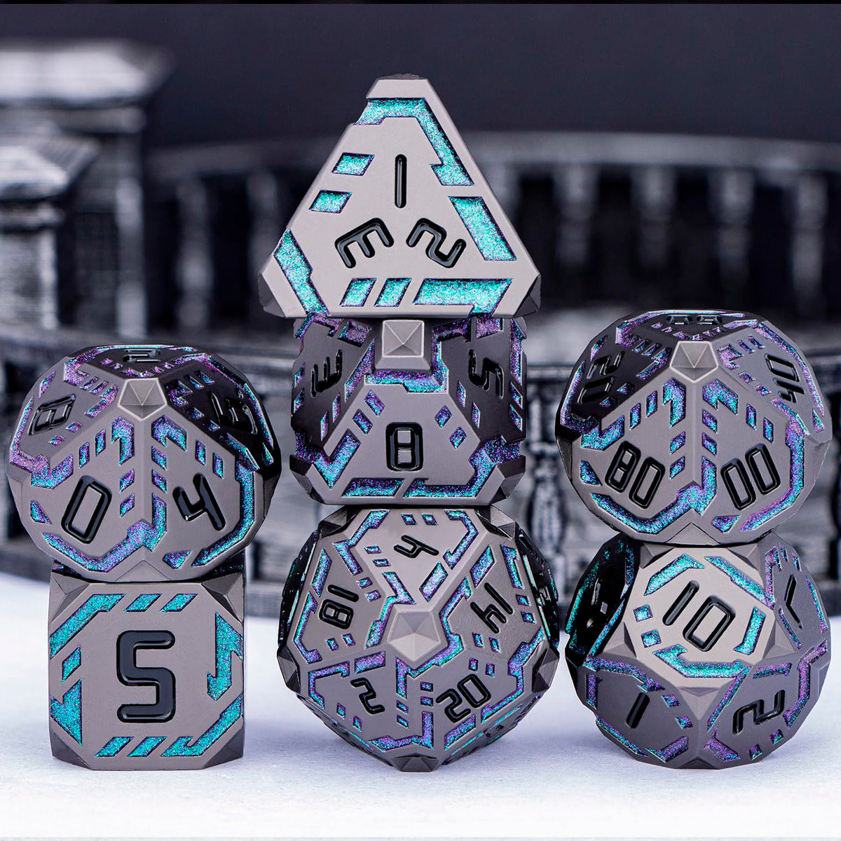 OGCOPHEN metal DND dice in gift box, portable for on-the-go sessions