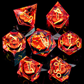 OGCOPHEN golden red resin polyhedral dice with sharp edges for immersive gameplay