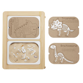 Ogears Sensory Table insert dinosaurs-puzzle-board helps kids arrange fossil bones in imaginative play