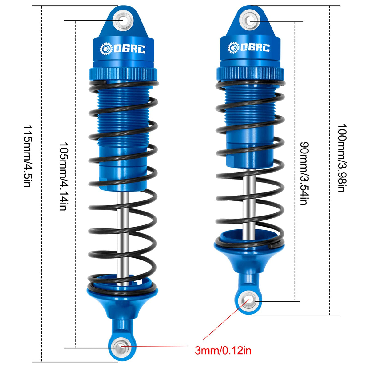 OGUNKE OGRC blue shock absorber in action, delivering controlled damping on rough terrain.